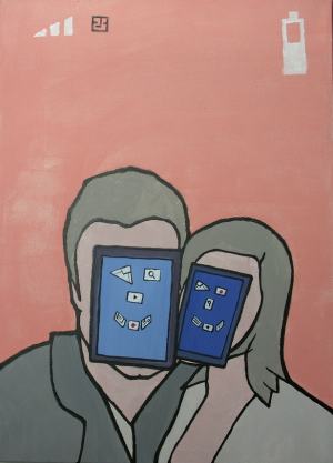 Contemporary portrait of young digital couple