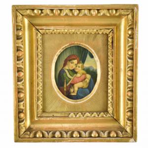 Starožitný obraz olejomaľba biedermeier Mária s Ježišom