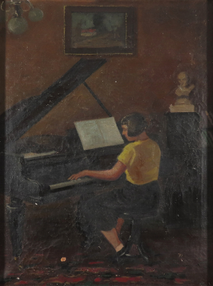 Žena hrajúca na klavíri