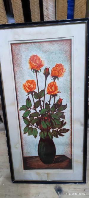 Kvety ruže vo váze maľba obraz