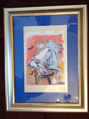 Salvador Dali serigrafia na striebornom plate - Zubár