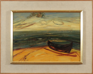 Samá loďka na piesku