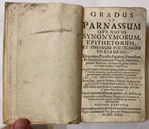 (trnavská tlač/slovníky) Gradus Ad Parnassum, Trnava, 1729