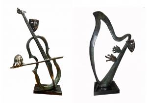 Hráč na harfu + Violončelista - diptych