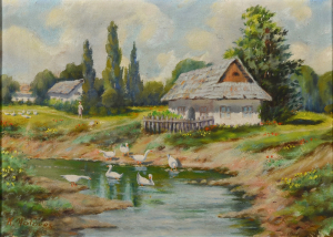 Husi pred domom