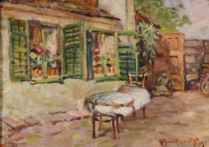 František Gyurkovits - Pred domom